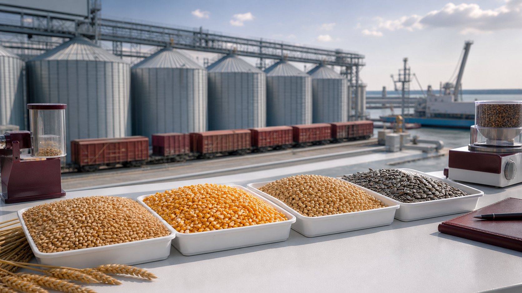 Grain and oilseed samples with port and rail export infrastructure